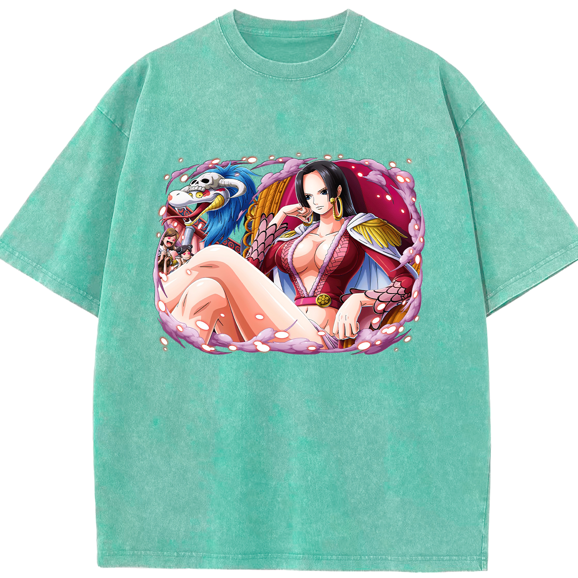 ワンピース ボア・ハンコック ONE PIECE Boa·Hancock 綿100% ヴィンテージ風 半袖Tシャツ（フロントプリント）